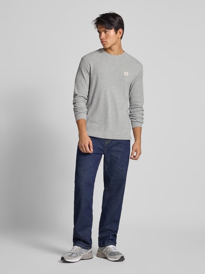 Calvin Klein Jeans Bluzka z długim rękawem i fakturowanym wzorem Jasnoszary melanż 1