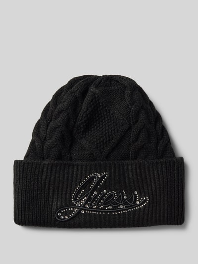 Guess Czapka beanie z wyhaftowanym logo model ‘ROSELYN’ Czarny 1