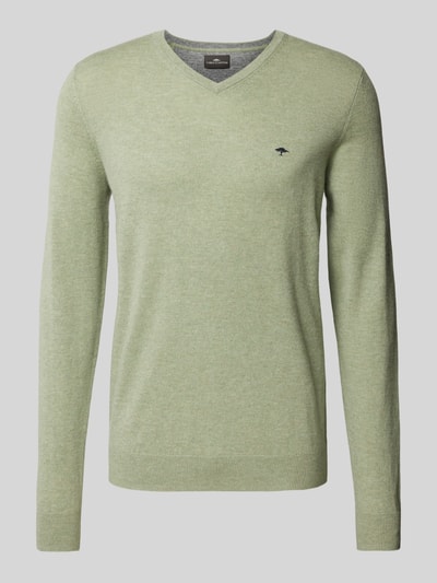 Fynch-Hatton Strickpullover mit V-Ausschnitt Khaki 2