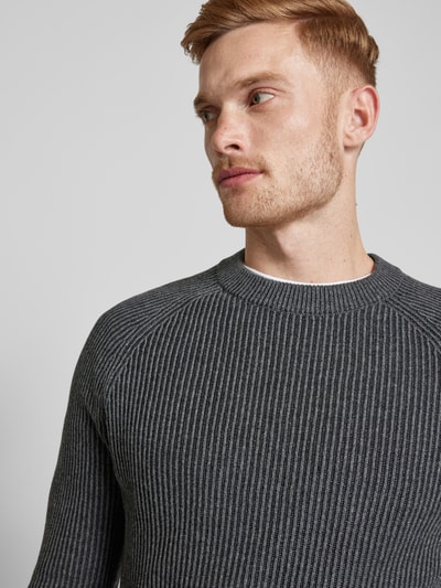 Marc O'Polo Sweter z dzianiny o kroju regular fit z dwukolorowym efektem z mieszanki bawełny ekologicznej i żywej wełny Średnioszary 3