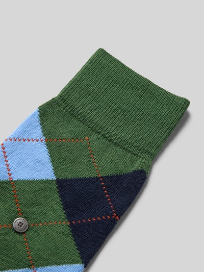 Burlington Sokken van scheerwolmix met labeldetail Groen - 2