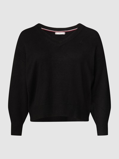 Tommy Hilfiger Curve PLUS SIZE gebreide pullover met labelapplicatie Zwart - 2