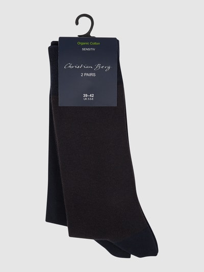 Christian Berg Men Socken mit Label-Detail im 2er-Pack Dunkelbraun 2