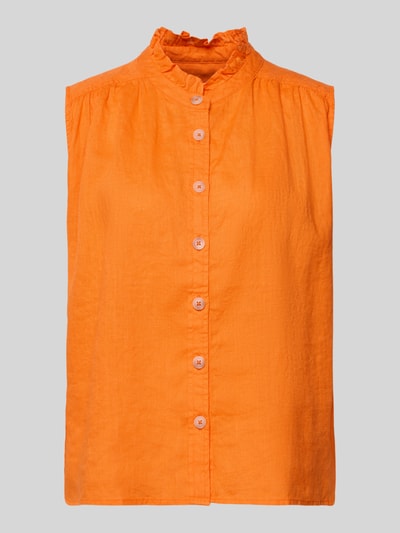 Productfoto, Blusentop aus Leinen mit Stehkragen und Knopfleiste van Emily Van den Bergh in puur linnen, regular fit, oranje, gladde textuur