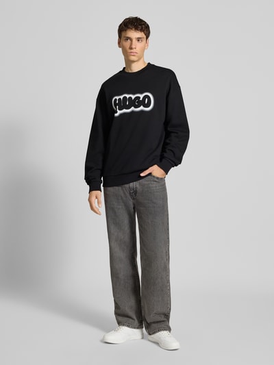 Hugo Blue Regular Fit Sweatshirt aus reiner Baumwolle Modell 'NEWIREX' Black 1