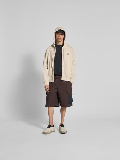 MAISON KITSUNÉ Oversized Sweatjacke mit Eingrifftaschen Beige 1