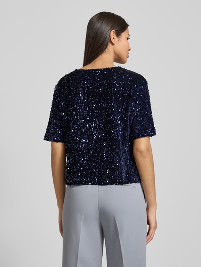 Brax T-shirt o kroju relaxed fit z cekinowym obszyciem na całej powierzchni model ‘Cara’ Ciemnoniebieski 5