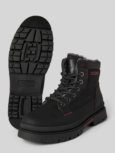 Replay Buty z detalami z logo Czarny 4