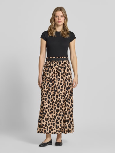 ONLY Ausgestellter Maxi-Rock aus reiner Viskose Modell 'VENEDIG' Beige Melange 1