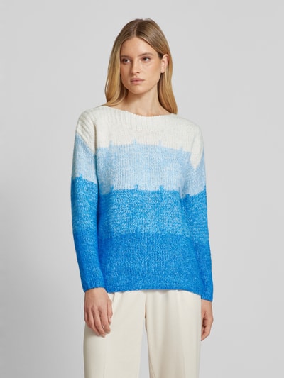 ICHI Gebreide pullover met ribboorden, model 'LEVONE' Blauw - 4