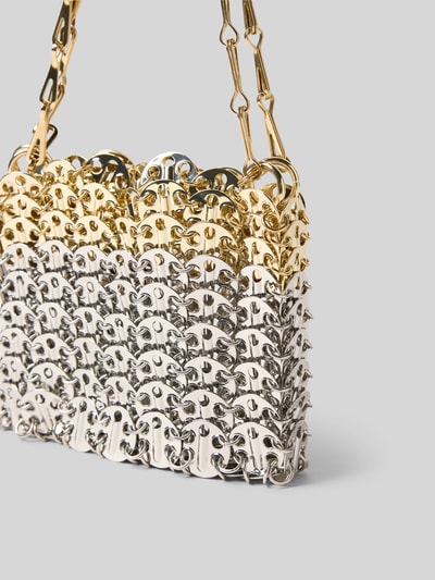 Produktfoto, Crossbody Bag in metallic von Rabanne mit Gliederketten-Optik, gold-silberfarben, Label-Detail, Strukturmetallic-Oberfläche