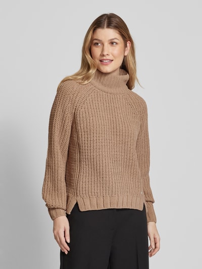 monari Strickpullover mit Stehkragen Modell 'Chenille' Beige 4