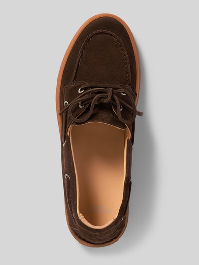 Copenhagen Instappers met vetersluiting, model 'Suede' Donkerbruin - 3