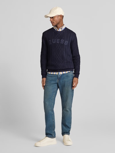 GUESS Strickpullover aus Baumwoll-Modal-Mix Marine 1