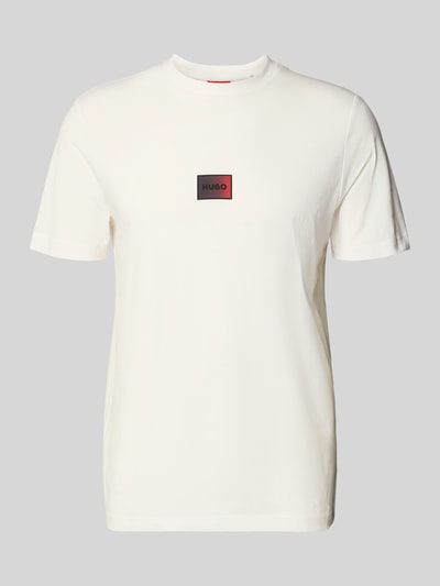 Produktfoto, Regular Fit T-Shirt aus reiner Baumwolle Modell 'DANOTIE' von HUGO in Unifarben, Rundhals, Kurzarm, glatte Webware, Label Print auf der Brust.