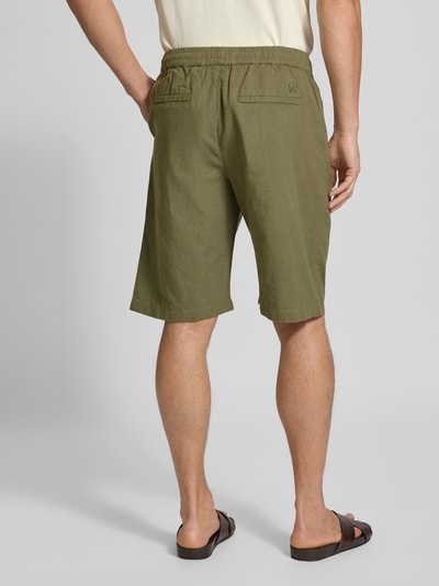 Wood Wood Regular Fit Leinenshorts mit elastischem Bund Modell 'enoch' Oliv 5