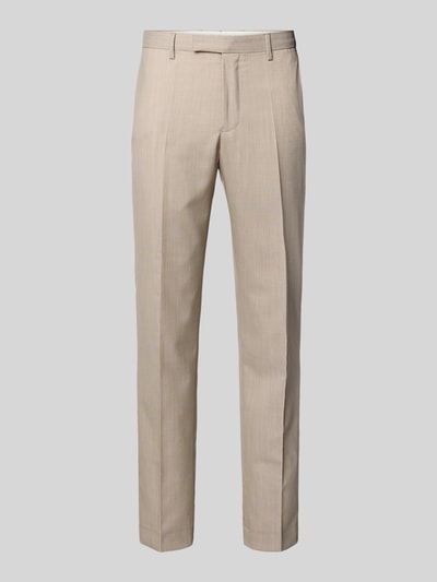Produktfoto, Anzughose aus Schafswoll-Mix Modell 'Ryan' von Pierre Cardin, beżowy, krój slim fit, bügelfalten, kieszenie z tyłu, Szerokość w rozmiarze 50: 38 cm, długość wewnętrznej nogawki w rozmiarze 50: 81 cm