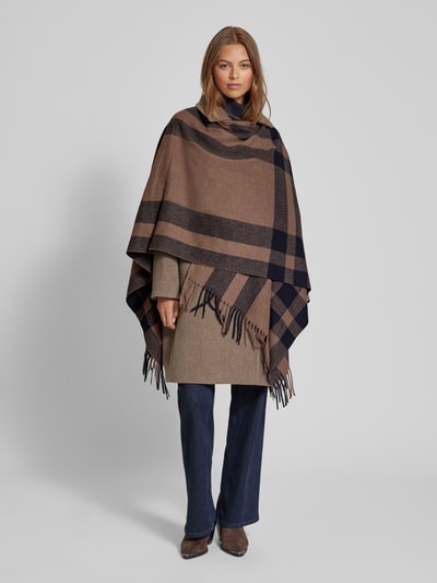 OPUS Poncho met franjes, model 'Atano' Donkerblauw - 4