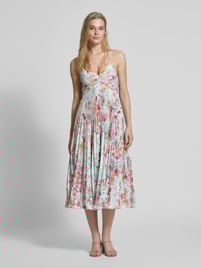 ADLYSH Knielanges Cocktailkleid mit Plisseefalten Hellblau 4