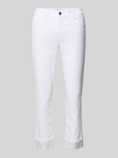 Produktfoto, Jeans mit 5-Pocket-Design Modell 'MONROE' von Liu Jo White aus Baumwoll-Elasthan-Mix, Slim-Fit, weiß, Details am Saum
