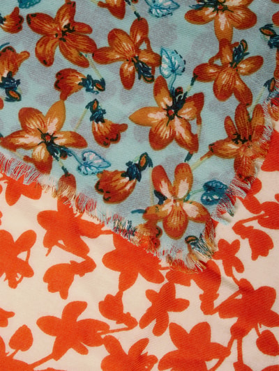 Marc O'Polo Schal mit ausgefransten Abschlüssen Modell 'Webschal Floral' Orange Melange 3