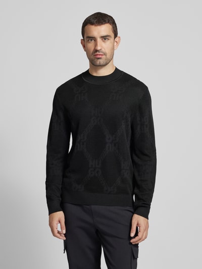 HUGO Gebreide pullover met ronde hals, model 'Sylor' Zwart - 4