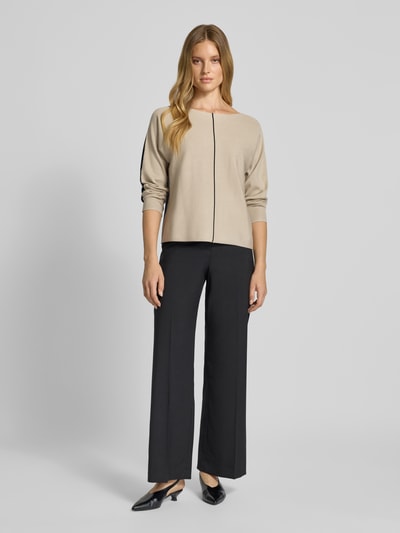 s.Oliver BLACK LABEL Comfort Fit Strickpullover mit anders farbiger Rückseite Taupe 1
