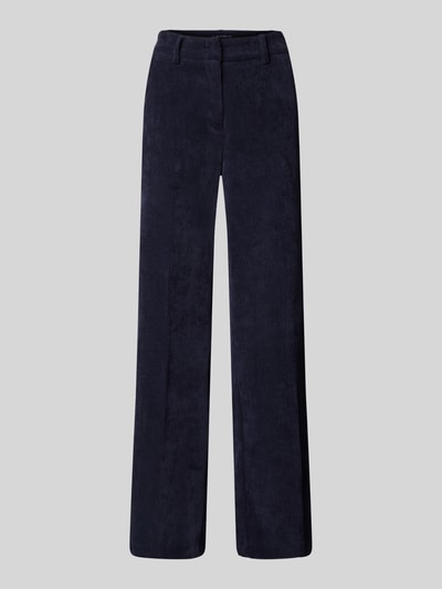 Cambio Wide leg corduroy broek met riemlussen Marineblauw - 2