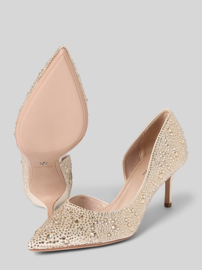 Produktfoto, Pumps mit Strasssteinbesatz von Tamaris, Optik: glänzend, Schuhspitze: spitz, Absatzform: Kitten-Heel, Applikation: Strasssteine, Verschluss: Schlupf/offen, Sohle: strukturiert