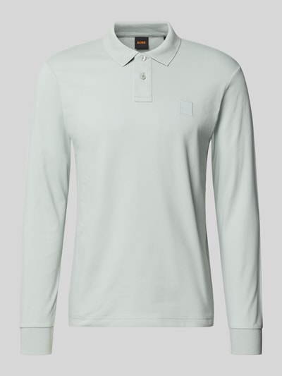 Produktfoto, Slim Fit Poloshirt aus Baumwoll-Mix Modell 'PASSERBY' von BOSS Orange, unifarben, Piqué-Textur, 2-Knopf, Langarm