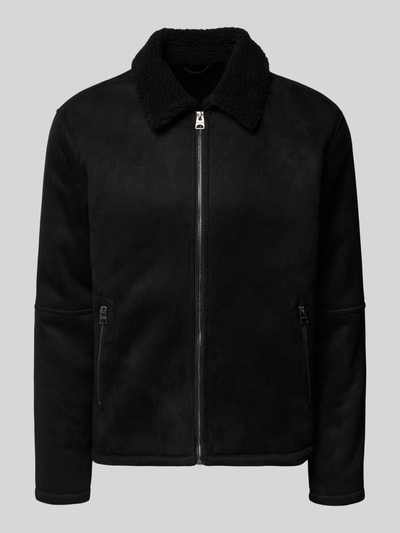 Only & Sons Regular fit bomberjack met kraag van imitatiebont, model 'ROYCE' Zwart - 2