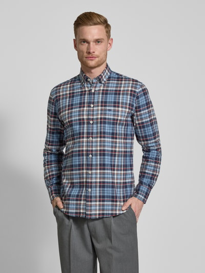 Fynch-Hatton Regular Fit Flanellhemd mit Button-Down-Kragen Marine 4