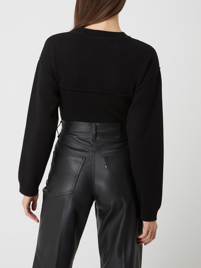 Mango Cropped Pullover aus Viskosemischung Modell 'Gabi' Black 5