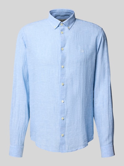 Casual Friday Regular Fit Leinenhemd mit Button-Down-Kragen Modell 'Anton' Hellblau 2