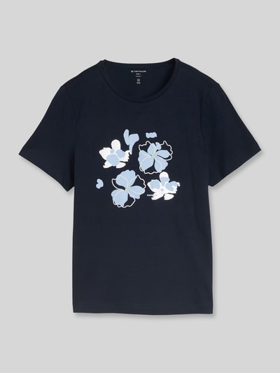 Tom Tailor Regular Fit T-Shirt aus reiner Baumwolle mit Motiv-Print Dunkelblau 2