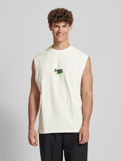 Hugo Blue Tanktop mit Label-Detail Modell 'Nalkiya' Offwhite 4
