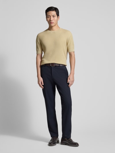 Emporio Armani Slim Fit T-Shirt mit Seiden-Anteil in Strick-Optik Offwhite 1