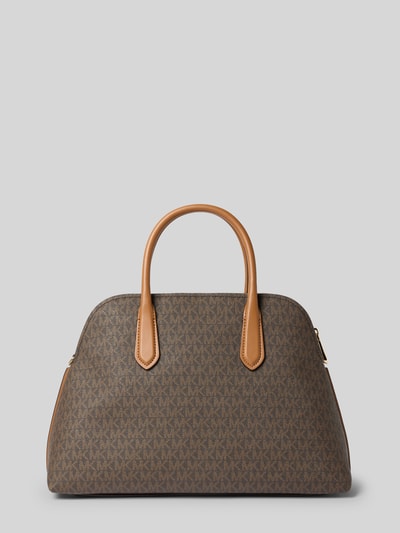Produktfoto, Handtasche mit Logo-Muster Modell 'FREDDIE' von MICHAEL Michael Kors, braune Struktur, goldene Details, glatte Oberfläche.