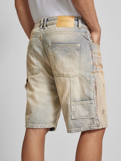 REVIEW Regular Fit Jeansshorts im Used-Look Beige 3