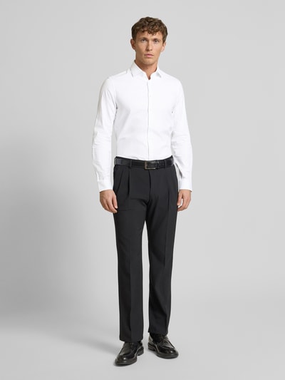 CK Calvin Klein Slim Fit Business-Hemd mit Label-Stitching Modell 'Bari' Weiss 1