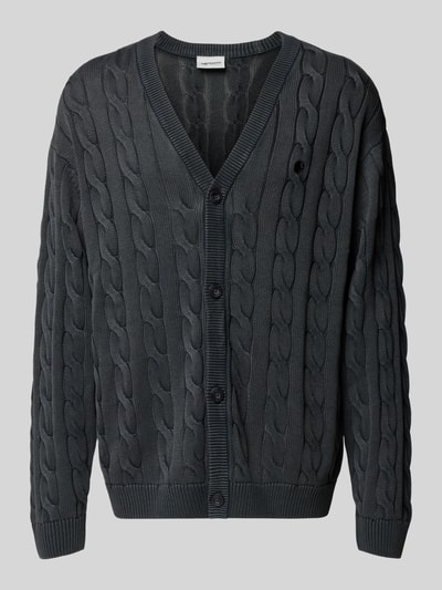 Carhartt Work In Progress Kurtka z dzianiny ze ściegiem warkoczowym i dekoltem w serek Czarny 2