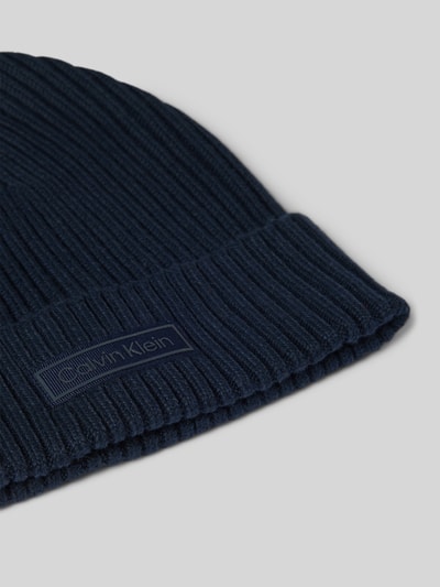 CK Calvin Klein Strickmütze mit Kaschmir-Anteil und Label-Patch Dunkelblau 2
