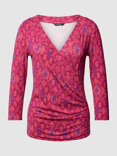 Lauren Ralph Lauren T-shirt van een viscosemix, model 'ALAYJA' Fuchsia - 2