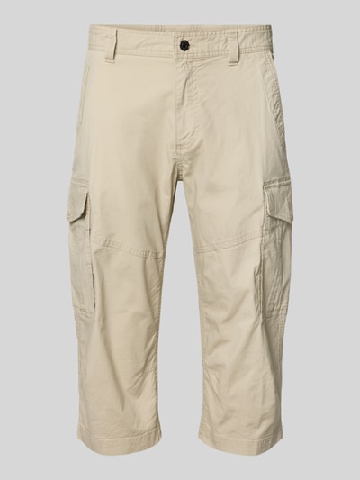 Produktfoto, Relaxed Fit Cargoshorts aus Baumwoll-Mix von s.Oliver BLACK LABEL in unifarbenem Beige mit Cargotaschen und Label Patch, Popeline-Struktur