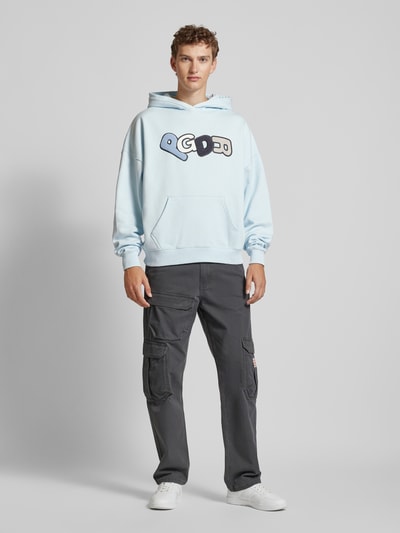 Pegador Hoodie mit Label-Print Modell 'BANKS' Hellblau 1