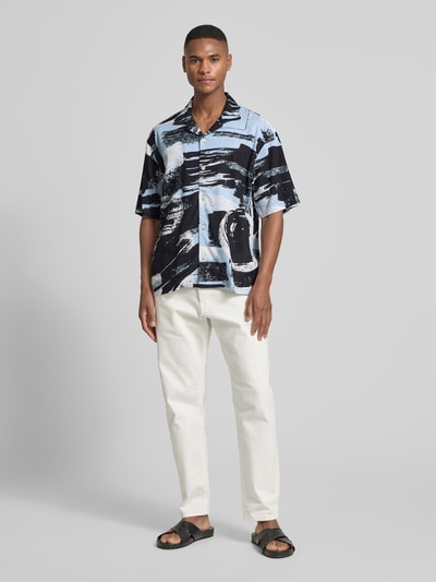 JAKE*S STUDIO MEN Regular Fit Freizeithemd aus Viskose-Leinen-Mix Eisblau 1