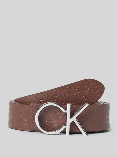 CK Calvin Klein Riem van buffelleer met labelapplicatie Middenbruin - 1