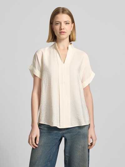 Christian Berg Woman regular fit blouse van viscosemix met V-hals Offwhite - 4