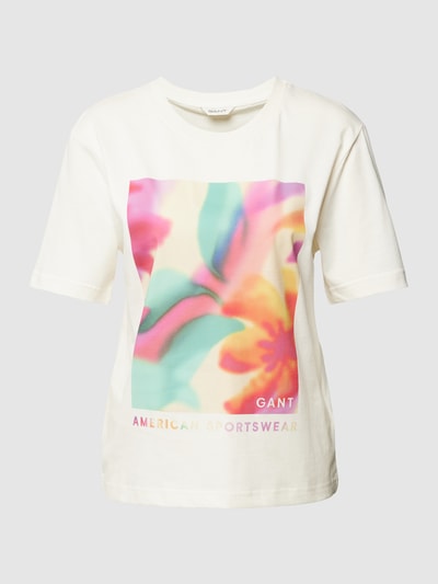 Gant T-Shirt aus Baumwolle mit Motiv-Print Ecru 2