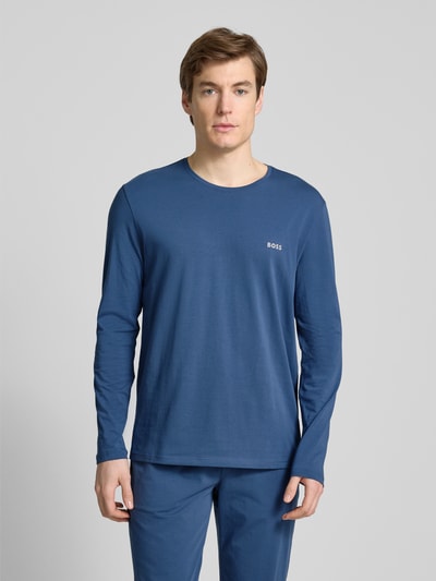 BOSS Longsleeve mit Label-Stitching Jeansblau 4